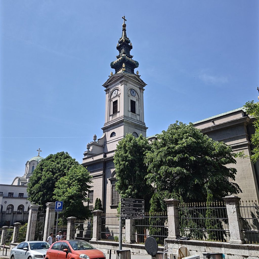 Tombs of Vuk Karadzic and Dositej Obradovic in front of the Cathedral of St. Michael