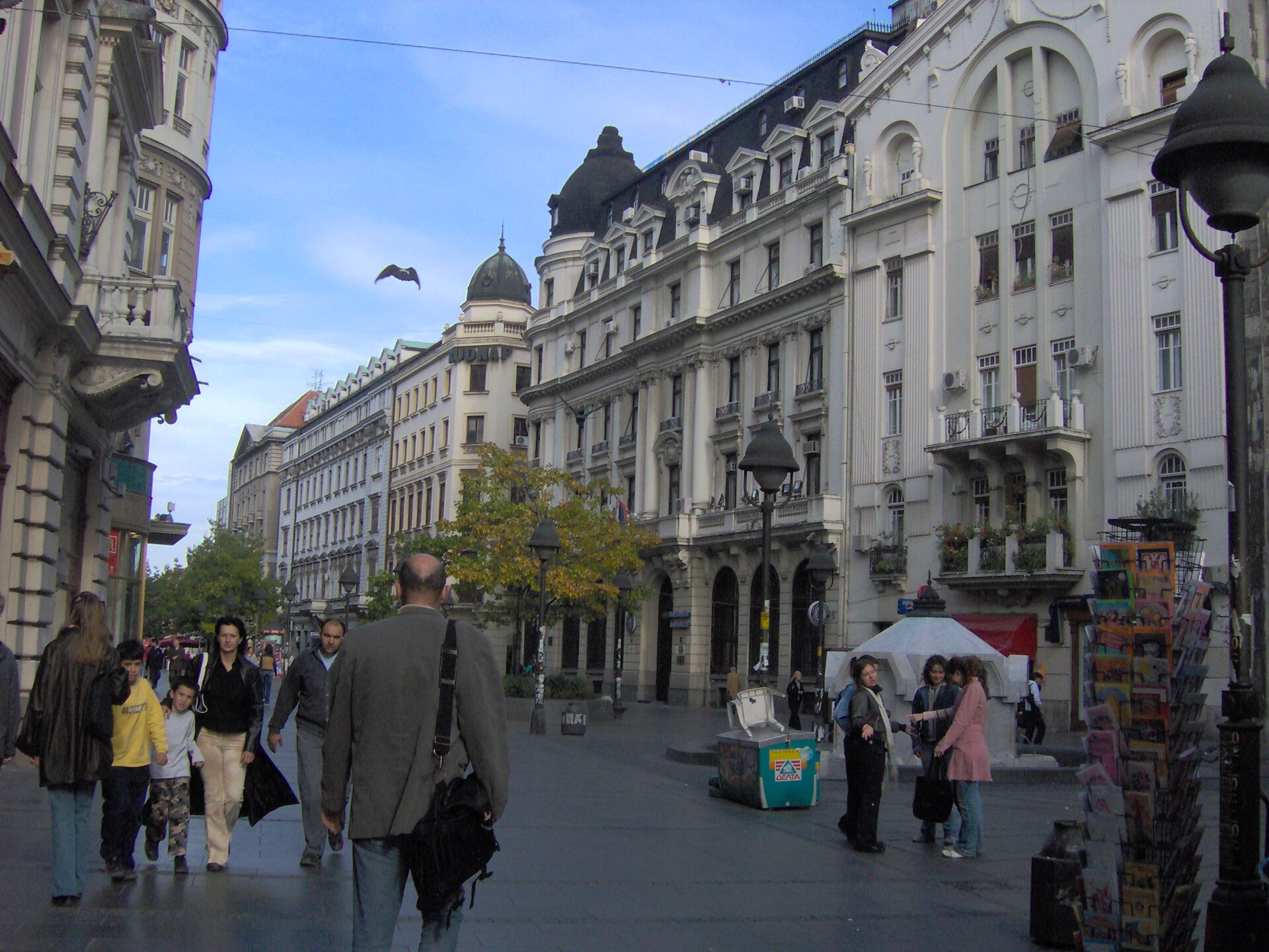 Vračar neighborhood in Belgrade with urban streets and cafes