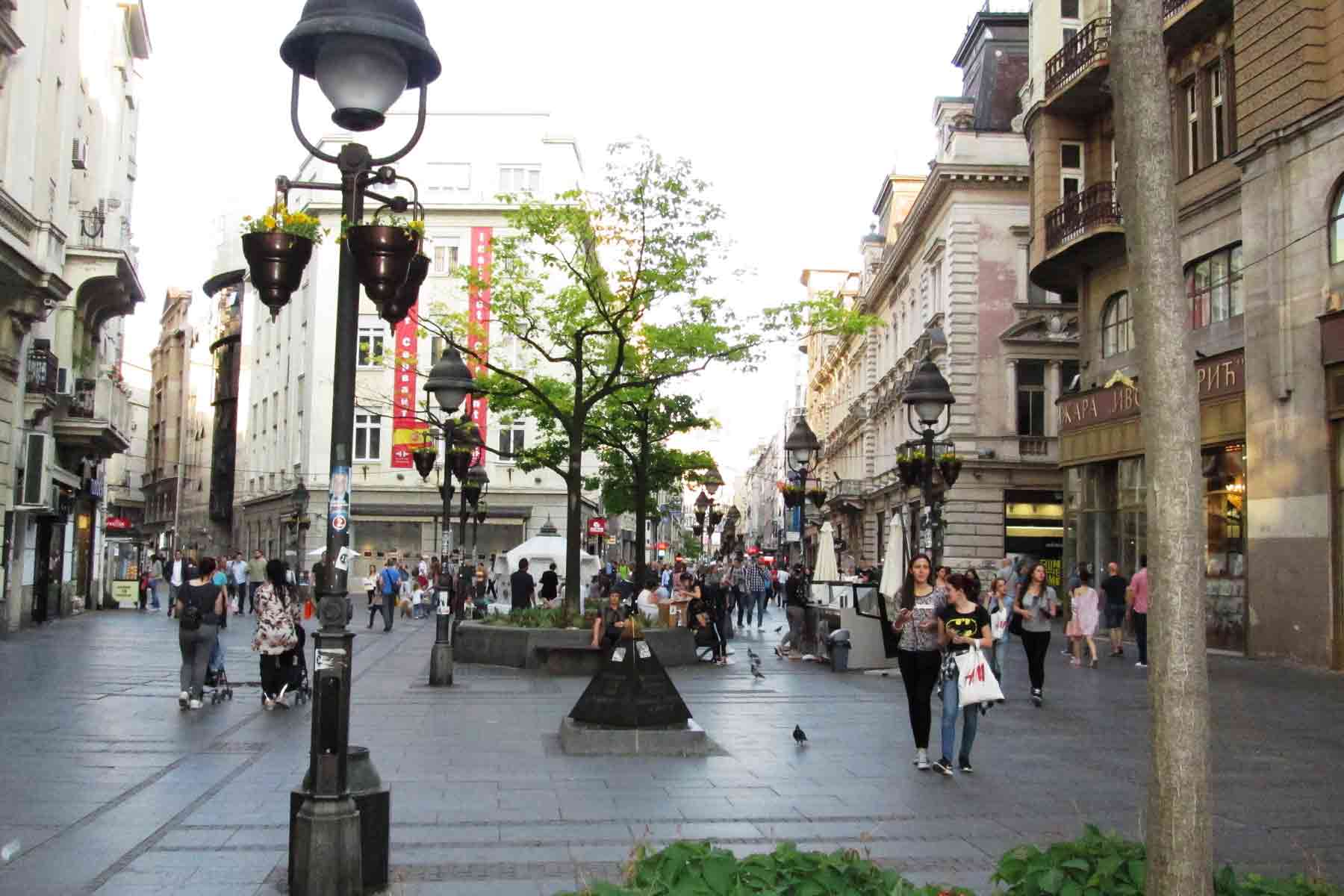 Street musicians performing on Knez Mihailova Street in Belgrade