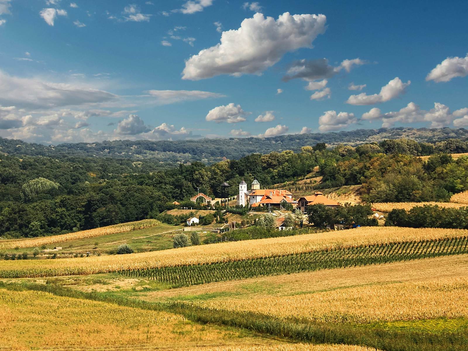 Fruška Gora hills and monastery landscape in Vojvodina