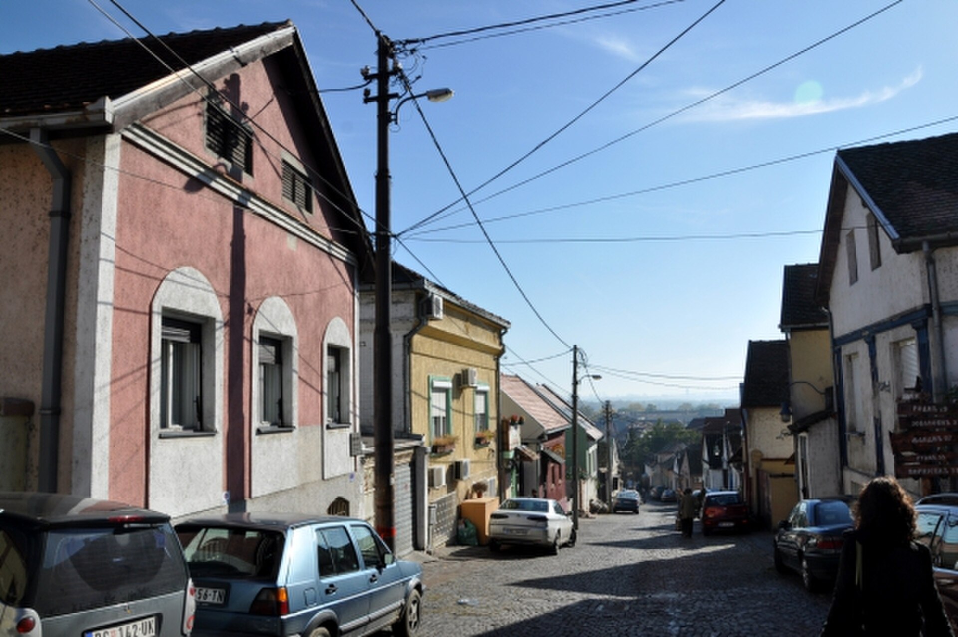 Old street in Zemun with historic houses and narrow lane
