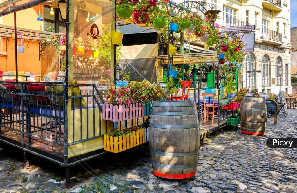 Evening street atmosphere in Belgrade