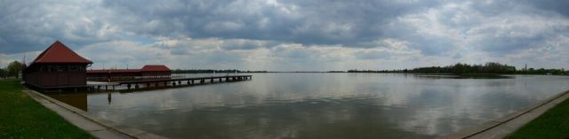 Palić Lake promenade near Subotica with trees and water