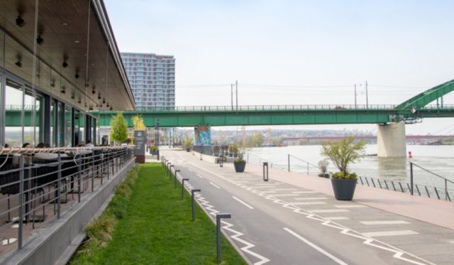 Branko's Bridge near the Sava riverfront in Belgrade