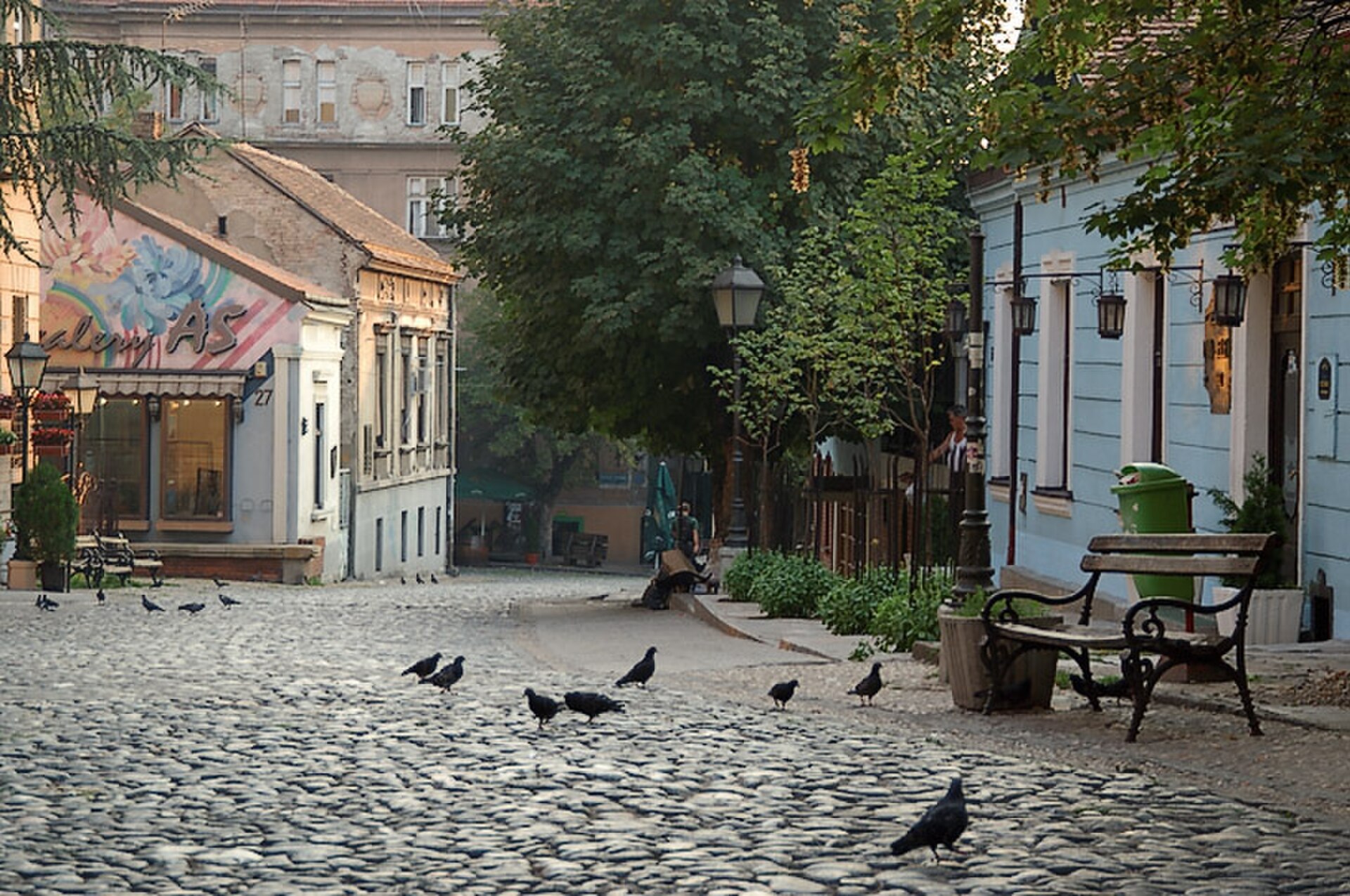 Evening lights and diners in Skadarlija Bohemian Quarter