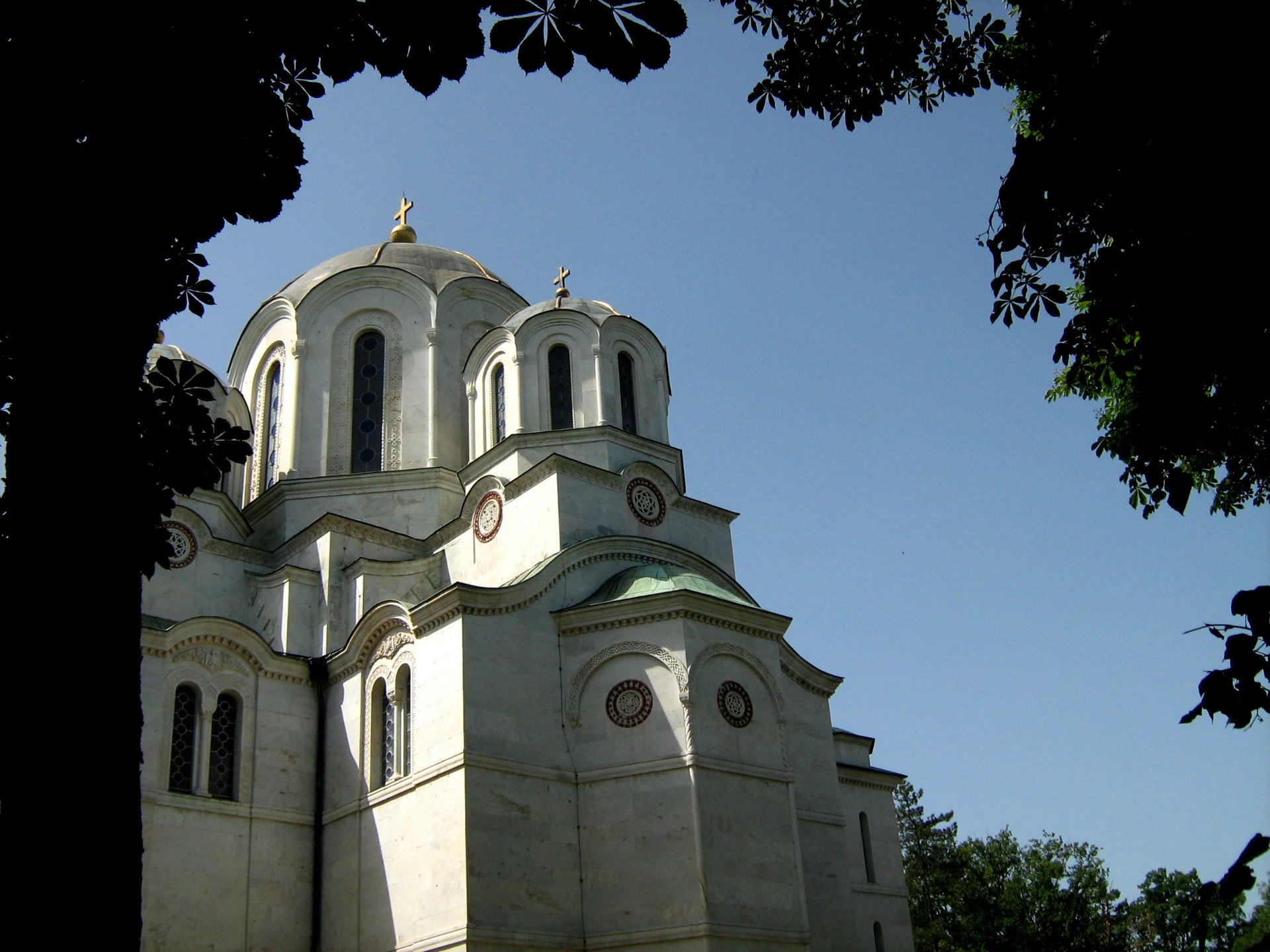 Hilltop church and countryside landscape