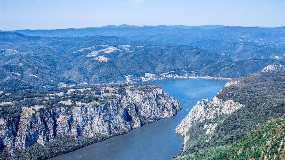 The Danube narrowing through the Iron Gates in Đerdap National Park