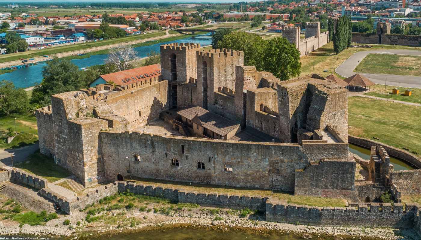 Smederevo Fortress walls above the Danube in Serbia