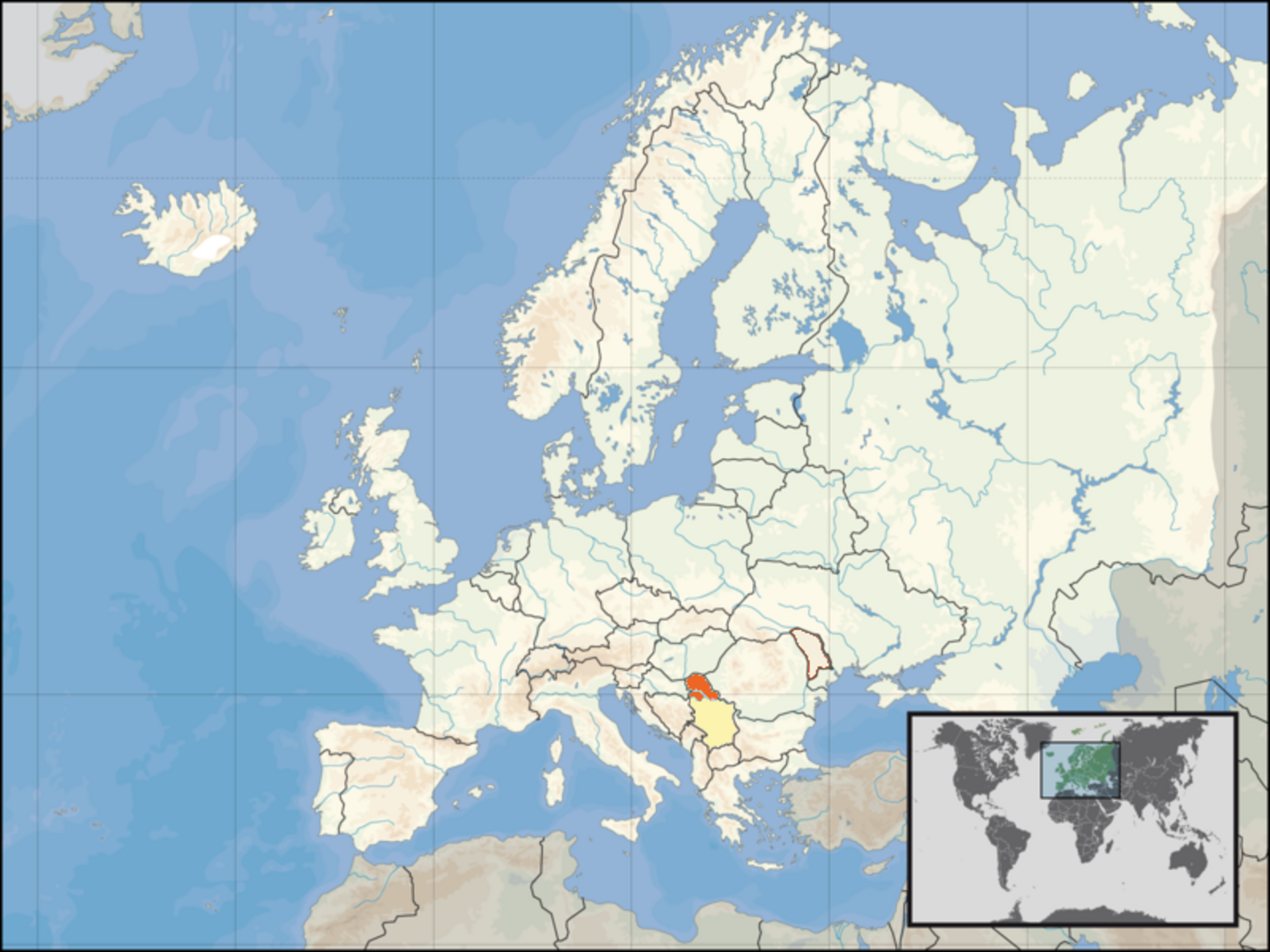 Map of Europe highlighting Vojvodina in northern Serbia