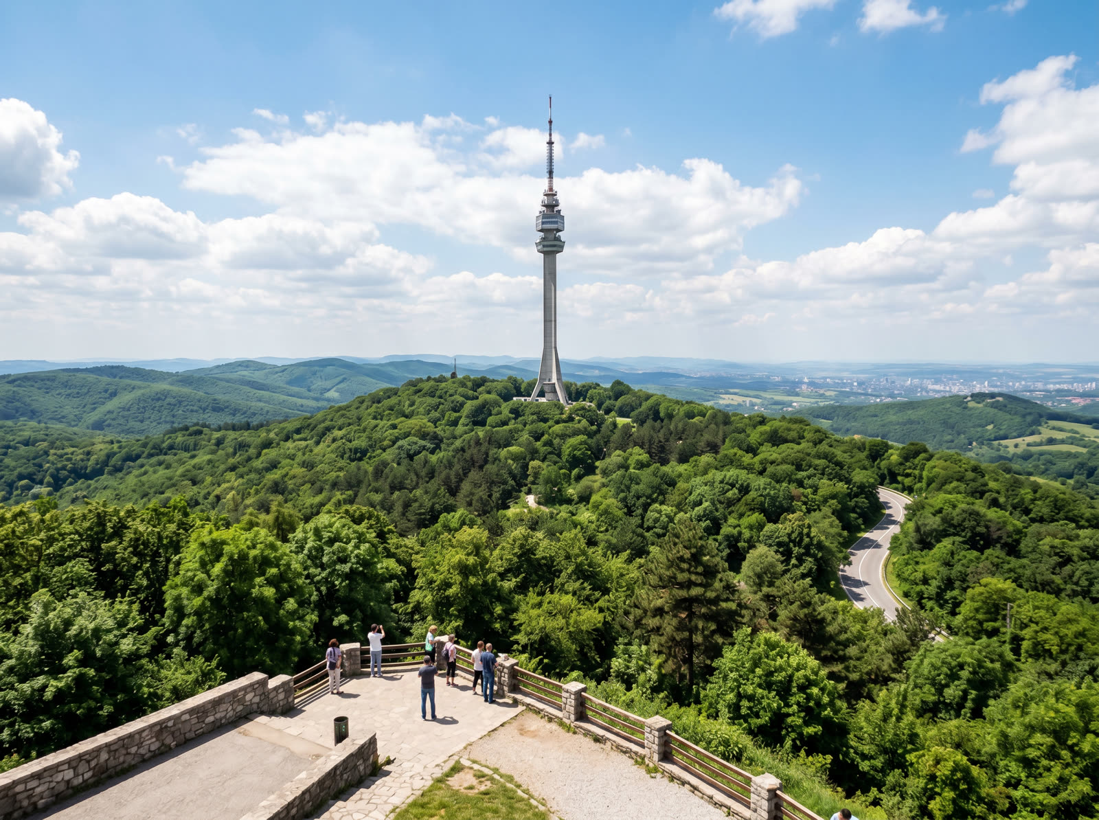 Avala TV Tower on forested Avala Mountain near Belgrade