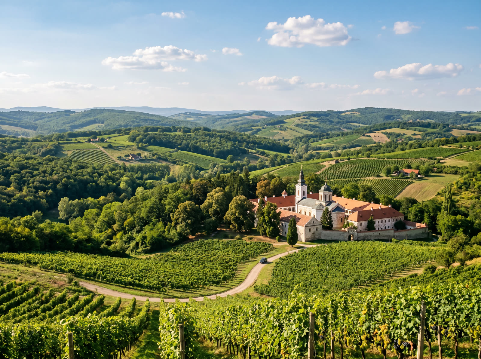 Orthodox monastery in vineyards of Fruška Gora national park