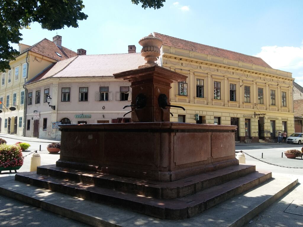 Four Lions Fountain on Branko Radicevic Square in Sremski Karlovci