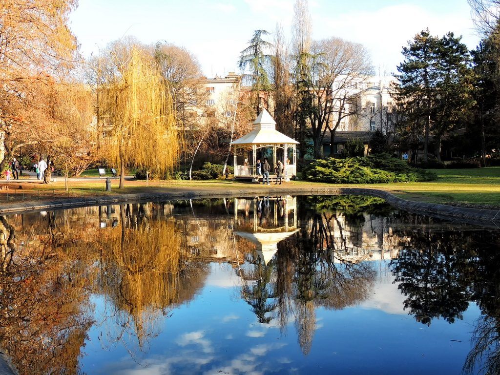 Danube Park, Novi Sad, town panorama view, Serbia
