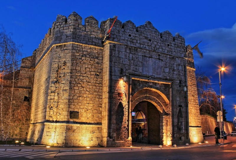 Niš Fortress illuminated at night, Serbia